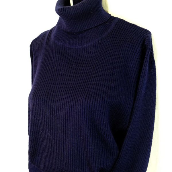 画像5: 無地 ネイビー ニット タートルネック[25577]