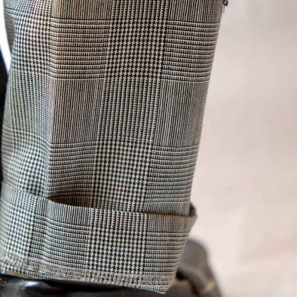 画像11: グレンチェック柄 ウール タックパンツ/w66cm[41230]