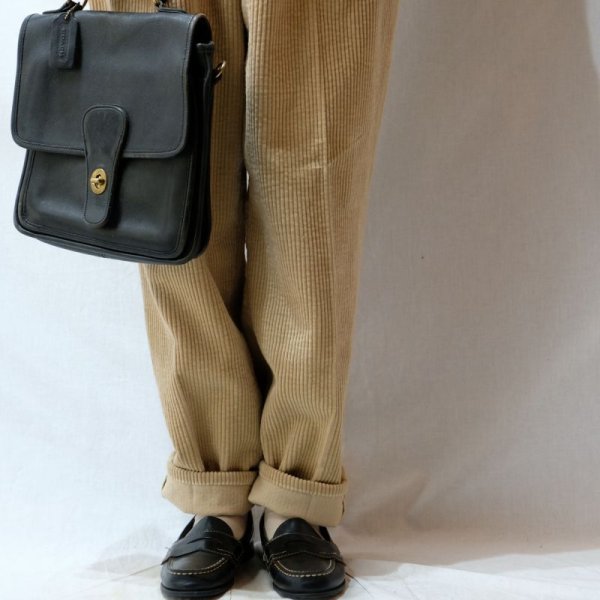 画像4: 無地 ベージュ系 コーデュロイ タックパンツ/w75cm[41236]