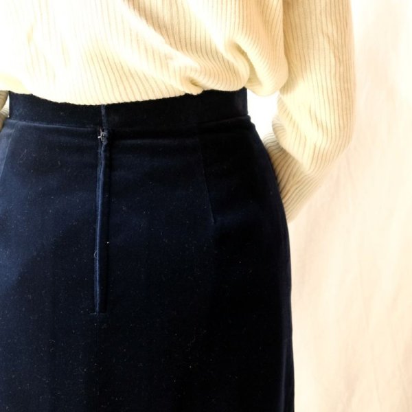 画像10: 無地 紺 ベロアスカート セミタイトスカート/w63cm[42251]