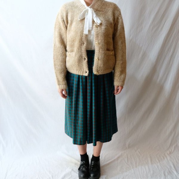 画像4: 無地 ベージュ カーディガン ノーカラー[25589]