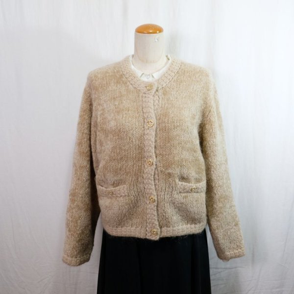 画像18: 無地 ベージュ カーディガン ノーカラー[25589]