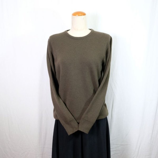 画像3: イタリア製 無地 オリーブグリーン カシミヤ ニット セーター クルーネック[25616]
