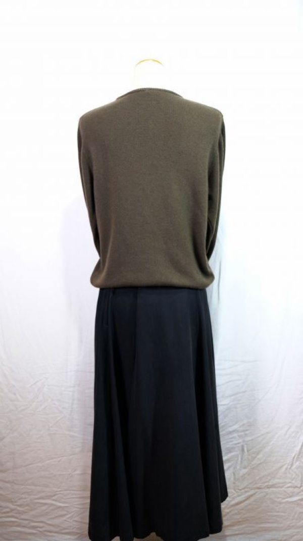 画像7: イタリア製 無地 オリーブグリーン カシミヤ ニット セーター クルーネック[25616]