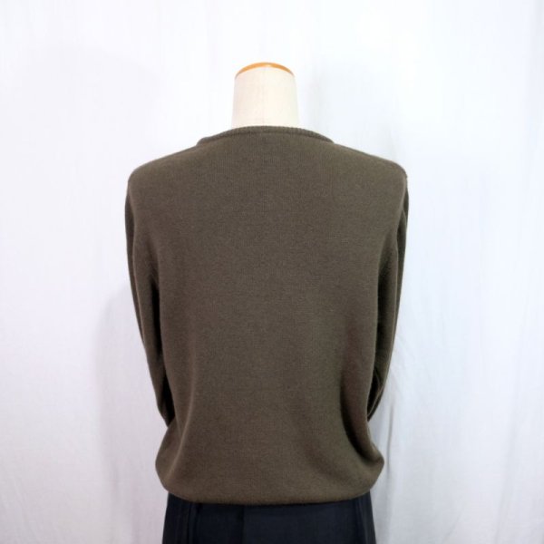 画像8: イタリア製 無地 オリーブグリーン カシミヤ ニット セーター クルーネック[25616]