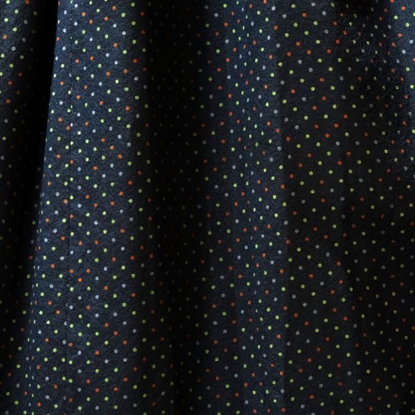 画像14: ピンドット柄 ネイビー系 シルク スカート フレア/w65cm[42265]
