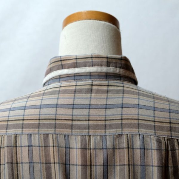 画像9: 青系 チェック柄 長袖 ブラウス ラウンドカラー[16504]