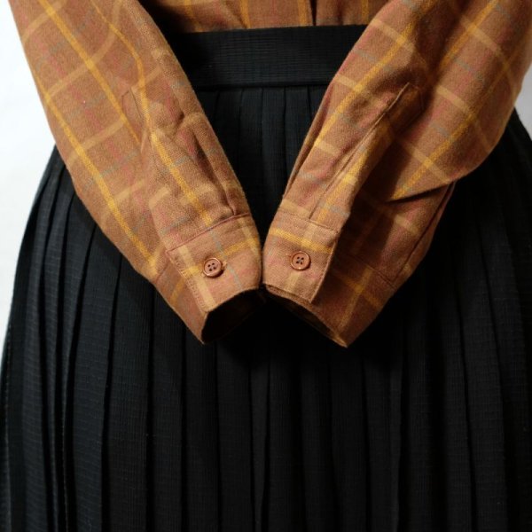 画像4: ブラウン系 チェック柄 長袖 ブラウス レギュラーカラー [16490]