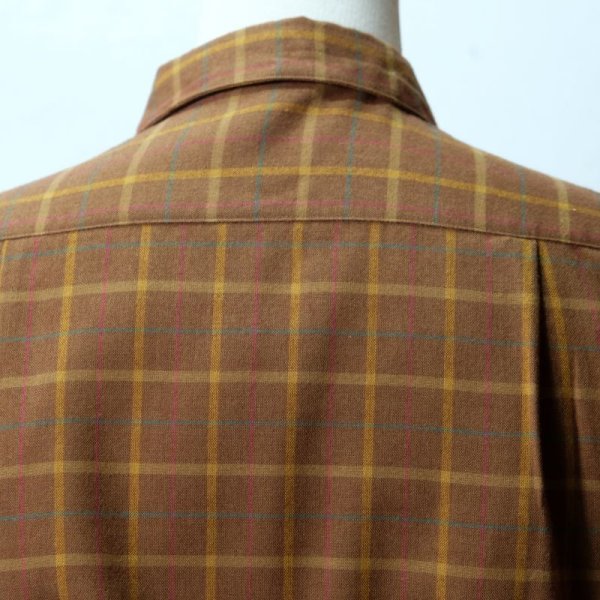 画像9: ブラウン系 チェック柄 長袖 ブラウス レギュラーカラー [16490]
