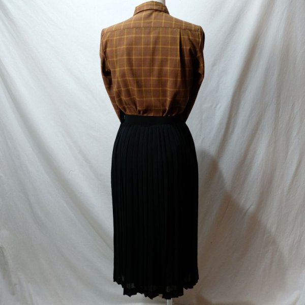 画像10: ブラウン系 チェック柄 長袖 ブラウス レギュラーカラー [16490]