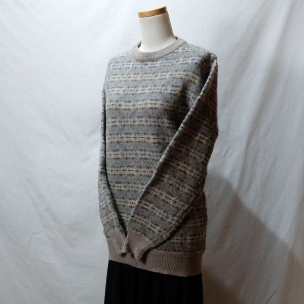 画像3: グレー ノルディック柄 ニット セーター クルーネック[25649]