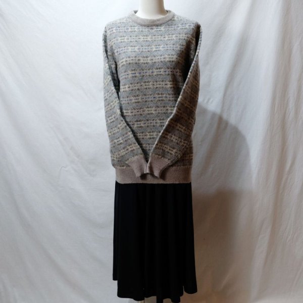 画像4: グレー ノルディック柄 ニット セーター クルーネック[25649]