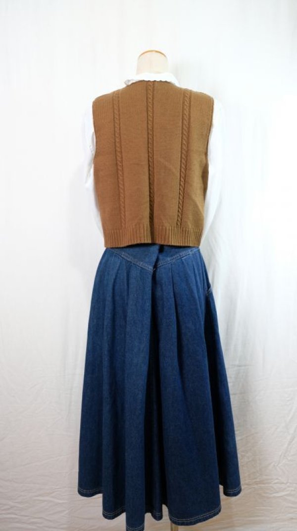 画像7: 牛革 ブラウン系 レザー ベスト Vネック 前開き[25630]