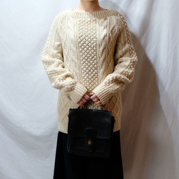 画像6: 白 クリーム色 アラン ニット[25653]