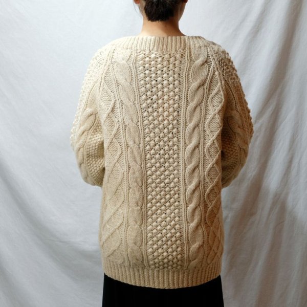画像5: 白 クリーム色 アラン ニット[25653]