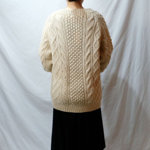 画像9: 白 クリーム色 アラン ニット[25653]