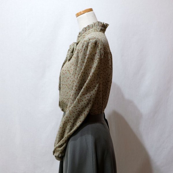 画像8: 花柄 長袖 ブラウス フリル ボウタイカラー[16530]