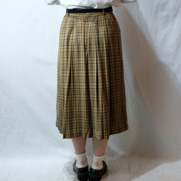 画像5: チェック柄 グリーン系 スカート プリーツ /w68cm[42277]