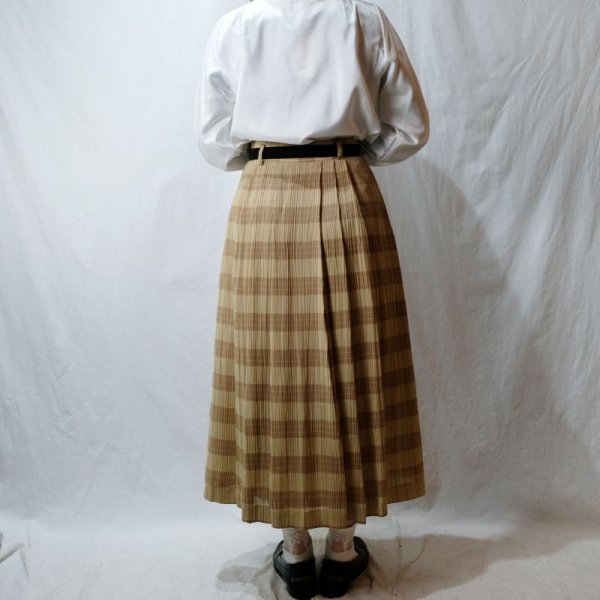 画像8: チェック柄 黄色 スカート フレア /w63cm[42286]