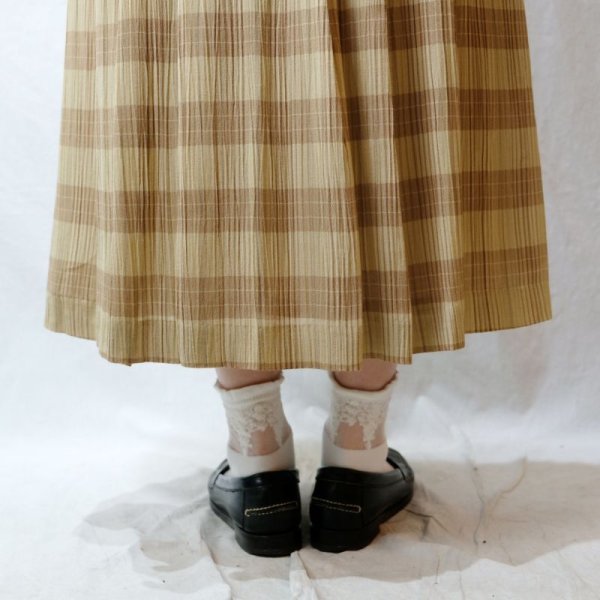 画像10: チェック柄 黄色 スカート フレア /w63cm[42286]