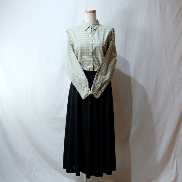 画像11: チェック柄 黄色×青 長袖 ブラウス レギュラーカラー[16554]