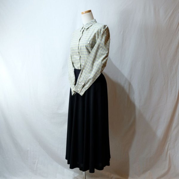 画像8: チェック柄 黄色×青 長袖 ブラウス レギュラーカラー[16554]