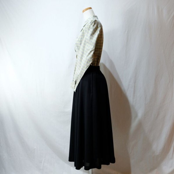 画像9: チェック柄 黄色×青 長袖 ブラウス レギュラーカラー[16554]