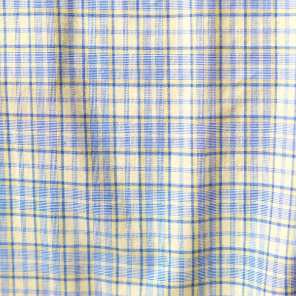 画像15: チェック柄 黄色×青 長袖 ブラウス レギュラーカラー[16554]