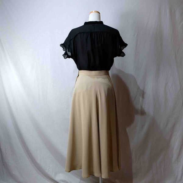 画像16: 無地 黒 半袖 ブラウス スタンドカラー[16567]