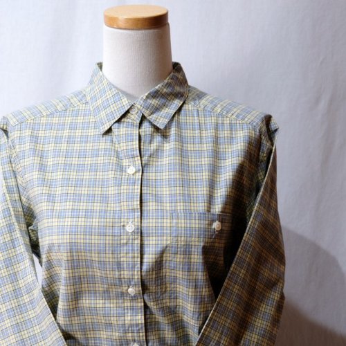 他の写真1: チェック柄 黄色×青 長袖 ブラウス レギュラーカラー[16554]