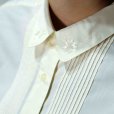 画像5: 無地 黄色系 長袖 ブラウス レギュラーカラー ピンタック 刺繍[16574]