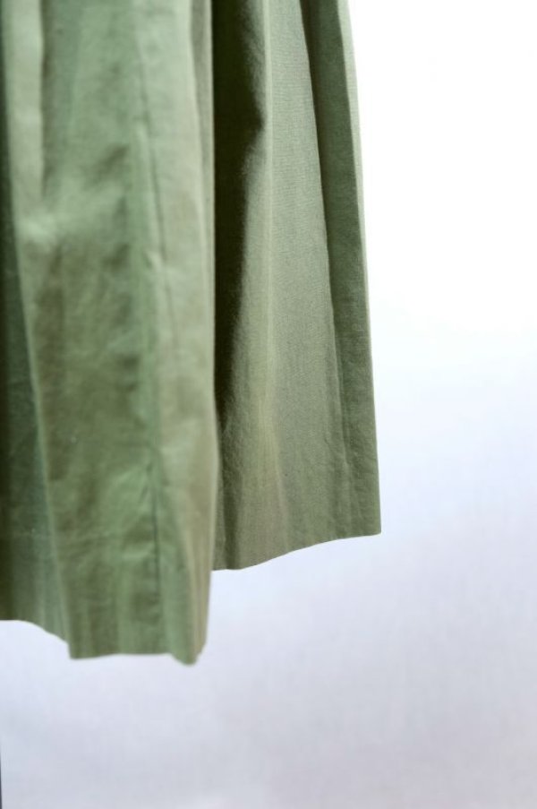 画像9: 無地 グリーン コットン スカート フレア タック[11571]