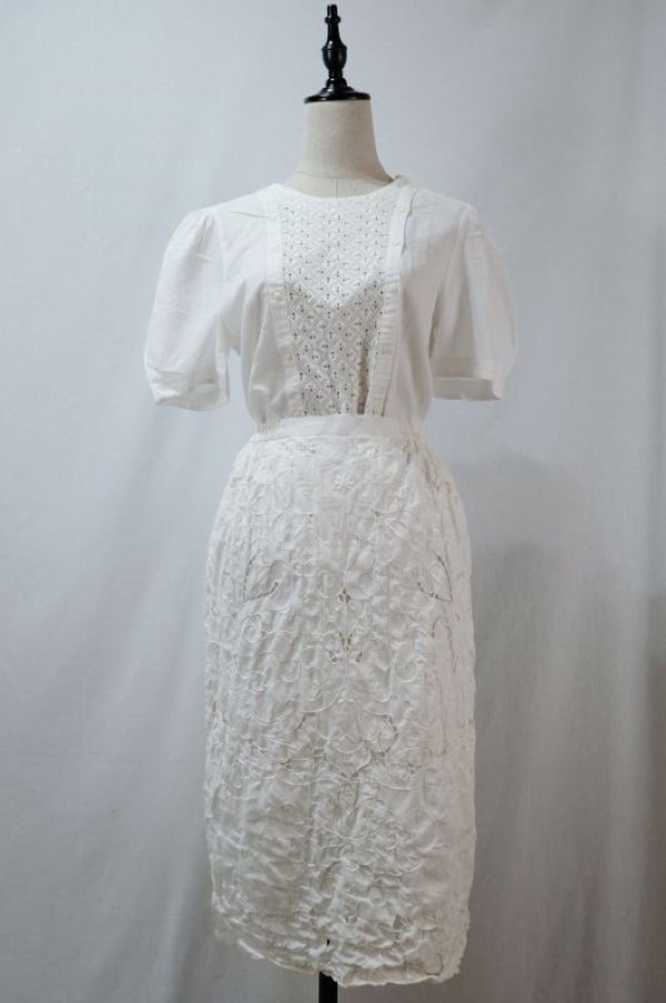 画像5: 無地 白 総レース スカート タイト /w66cm [11573]