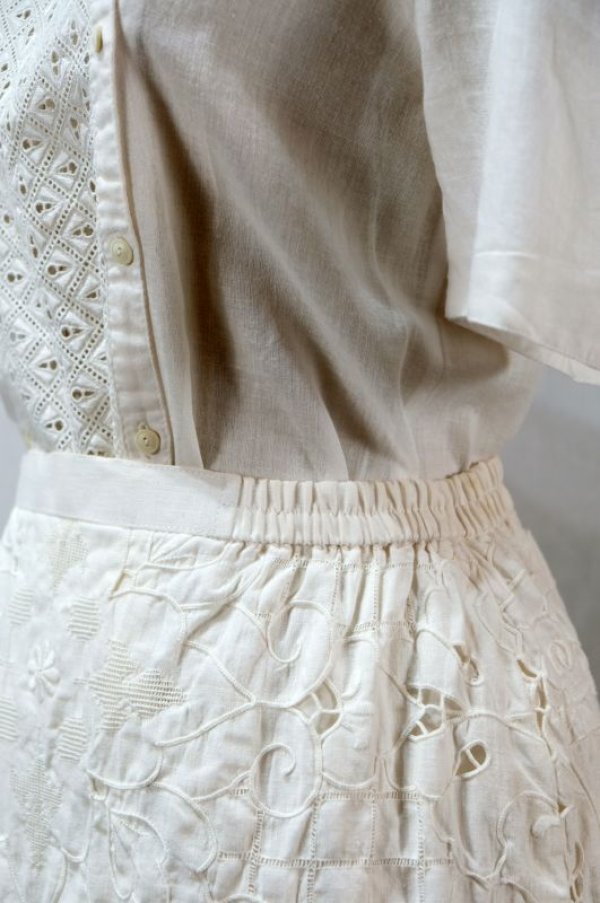 画像13: 無地 白 総レース スカート タイト /w66cm [11573]