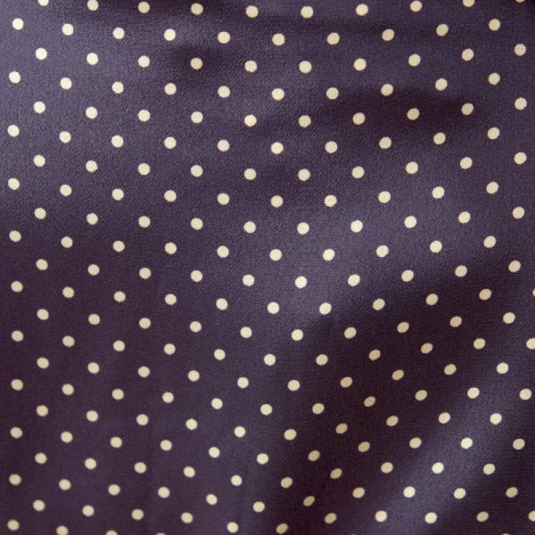 画像8: ドット柄 白×ネイビー 長袖 ブラウス ボウタイカラー [16594]