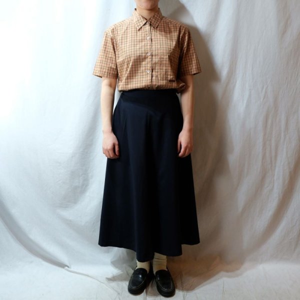 画像3: タータンチェック柄 くすみオレンジ系 半袖 ブラウス レギュラーカラー[11442]