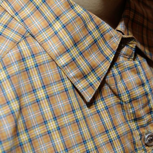 他の写真1: タータンチェック柄 くすみオレンジ系 半袖 ブラウス レギュラーカラー[11442]