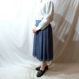 画像6: 無地 ブルー スカート プリーツ 刺繍/w70cm[11491]