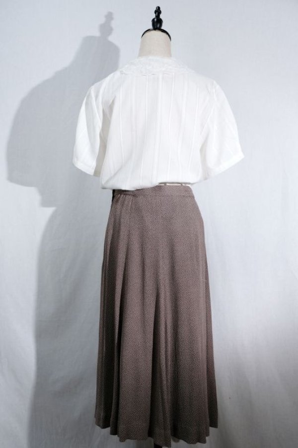 画像3: レトロ幾何学柄 パープル系 スカート フレア/w68cm[11592]