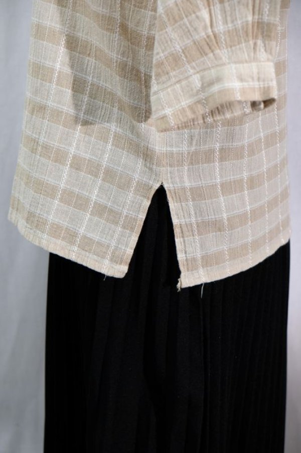 画像11: "JAEGER" UK製 チェック柄 ベージュ系 半袖 ブラウス スタンドカラー[11599]