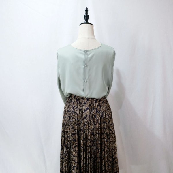 画像4: グリーン系 長袖 刺繍 ブラウス [11645]