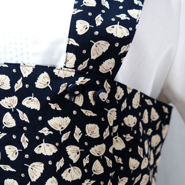 画像5: リーフ柄 ネイビー系 ジャンパースカート[11695]