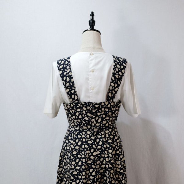 画像8: リーフ柄 ネイビー系 ジャンパースカート[11695]