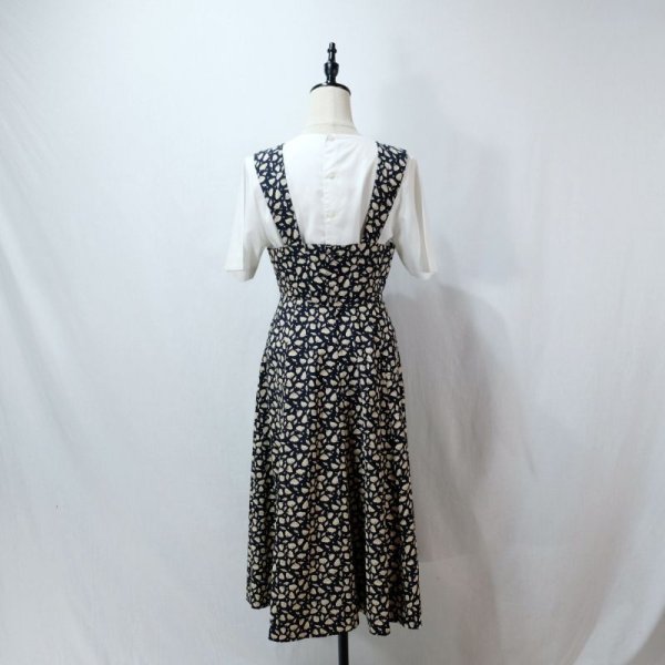 画像9: リーフ柄 ネイビー系 ジャンパースカート[11695]