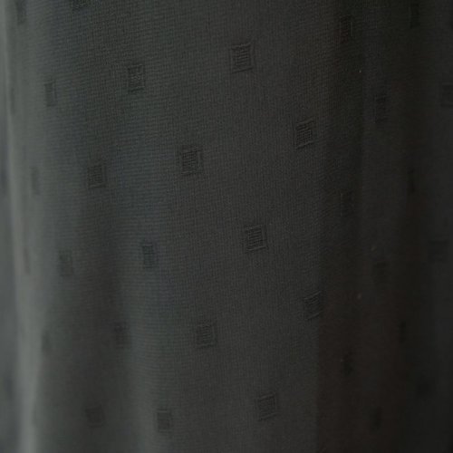 他の写真1: 四角模様 黒 長袖 レトロワンピース ノーカラー レース ウエストリボン [11675]