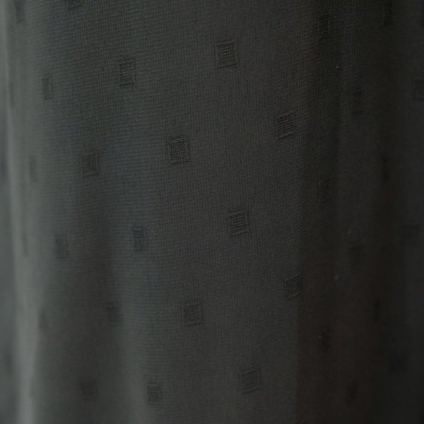 画像14: 四角模様 黒 長袖 レトロワンピース ノーカラー レース ウエストリボン [11675]