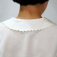 画像10: 白 半袖 ブラウス レース刺繍襟 ピンタック パフスリーブ [11749]