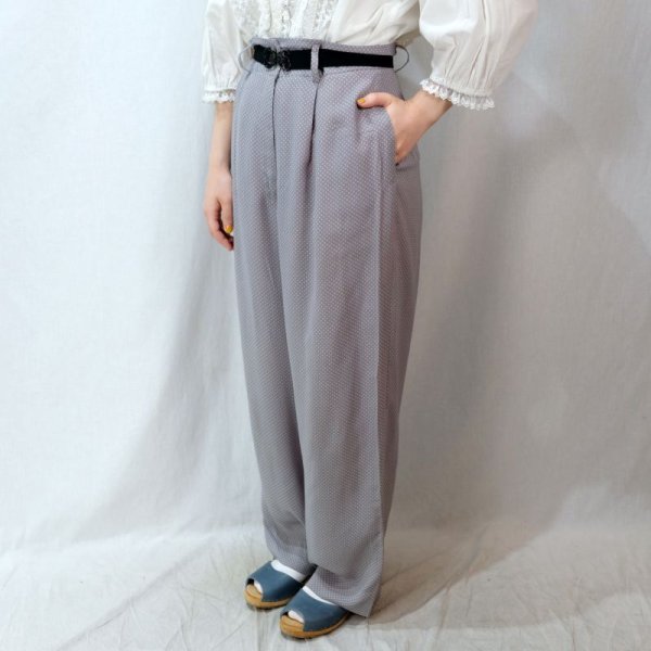画像3: Raxa ドット柄 ライトグレー×白 パンツ w72cm [11850]