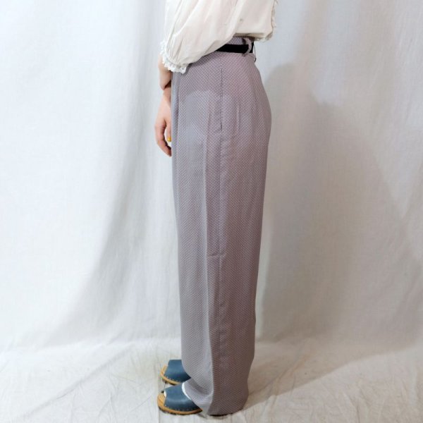 画像5: Raxa ドット柄 ライトグレー×白 パンツ w72cm [11850]