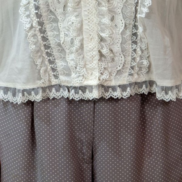 画像12: Raxa ドット柄 ライトグレー×白 パンツ w72cm [11850]